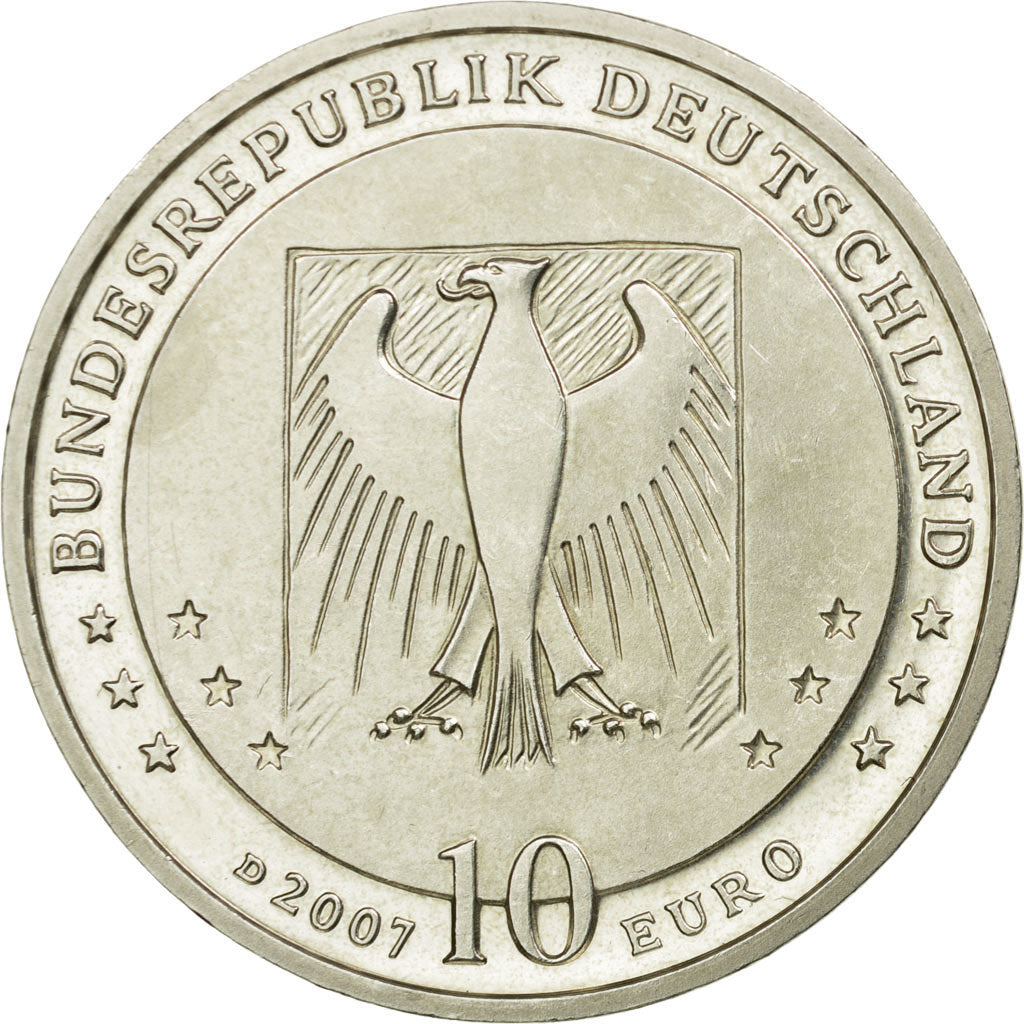 GERMANY - FEDERAL REPUBLIC, 10 Euro, 2007, MS(63), Silver, KM:265