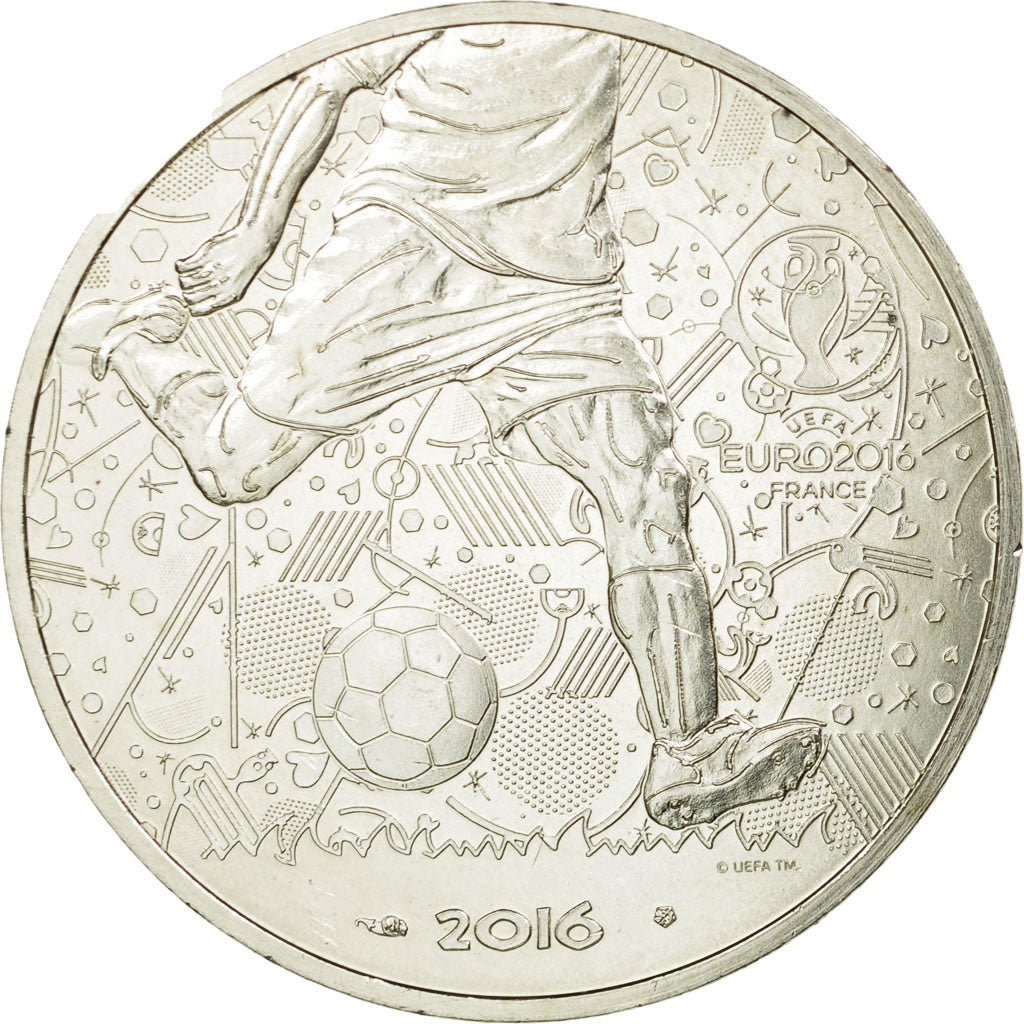 France, 10 Euro, UEFA Euro 2016, 2016, MS(64), Silver