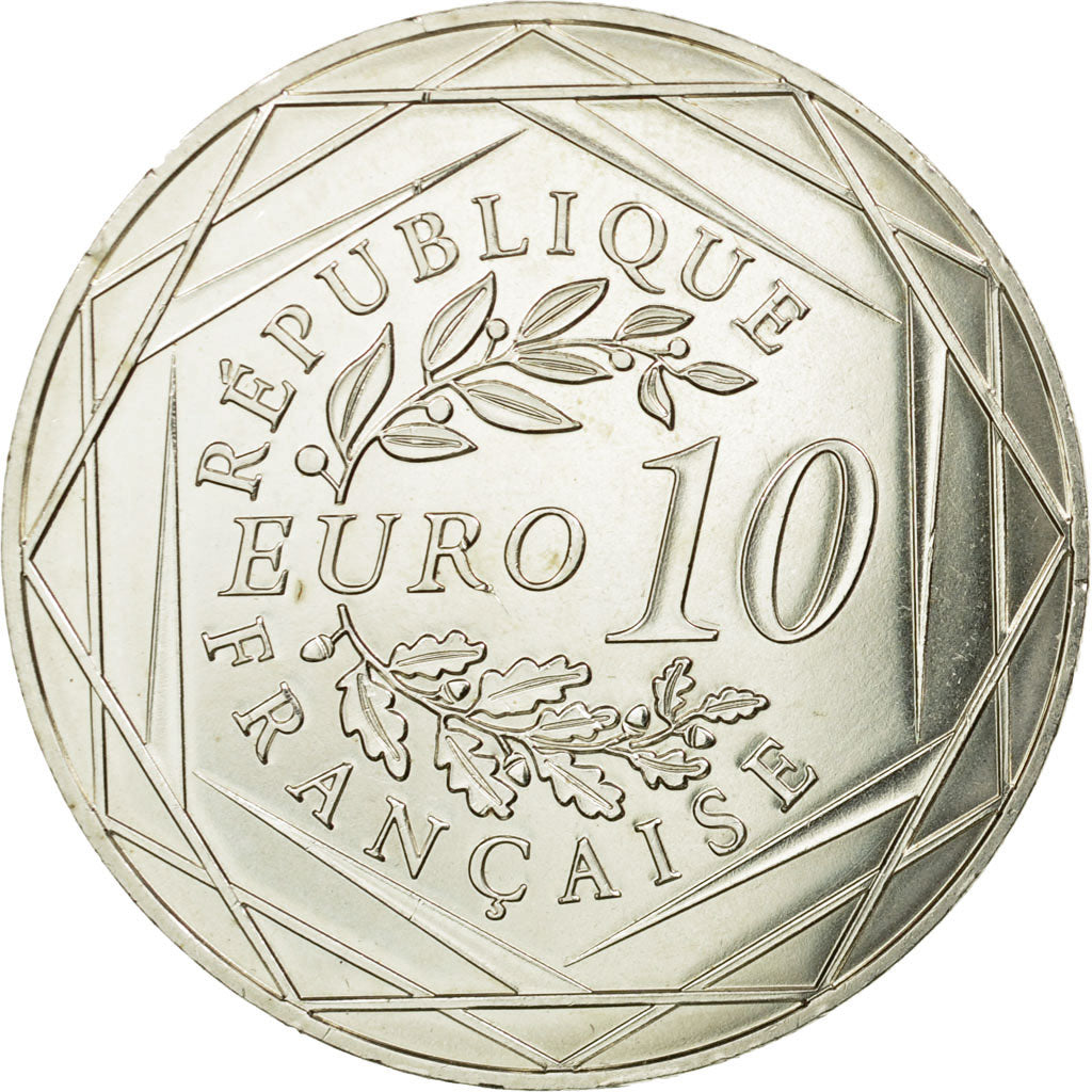 France, 10 Euro, UEFA Euro 2016, 2016, MS(64), Silver
