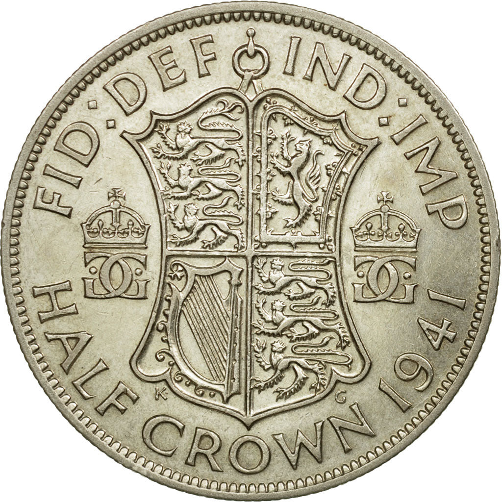Coin, Great Britain, George VI, 1/2 Crown, 1941, AU(50-53), Silver, KM:856