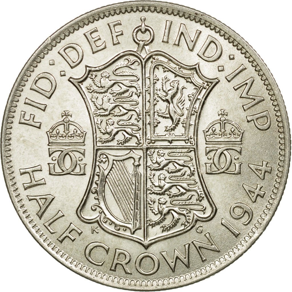 Coin, Great Britain, George VI, 1/2 Crown, 1944, MS(60-62), Silver, KM:856