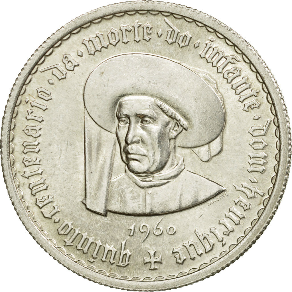 Coin, Portugal, 5 Escudos, 1960, Lisbon, MS(63), Silver, KM:587