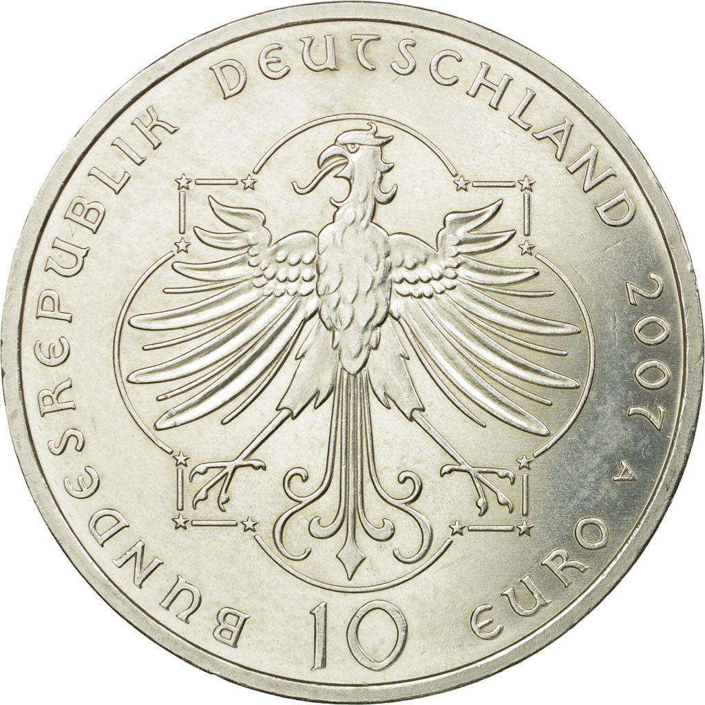 GERMANY - FEDERAL REPUBLIC, 10 Euro, 2007, MS(60-62), Silver, KM:268