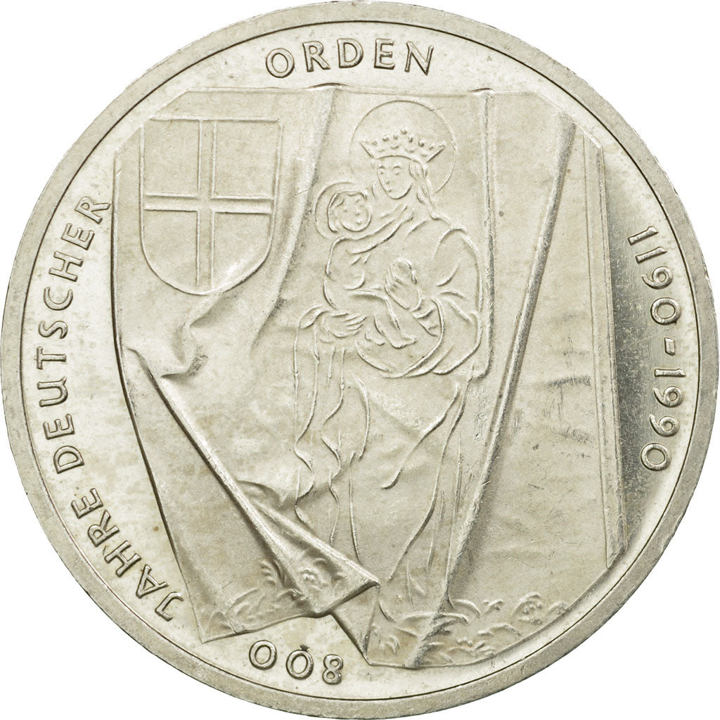 Coin, GERMANY - FEDERAL REPUBLIC, 10 Mark, 1990, Hamburg, Germany, AU(55-58)