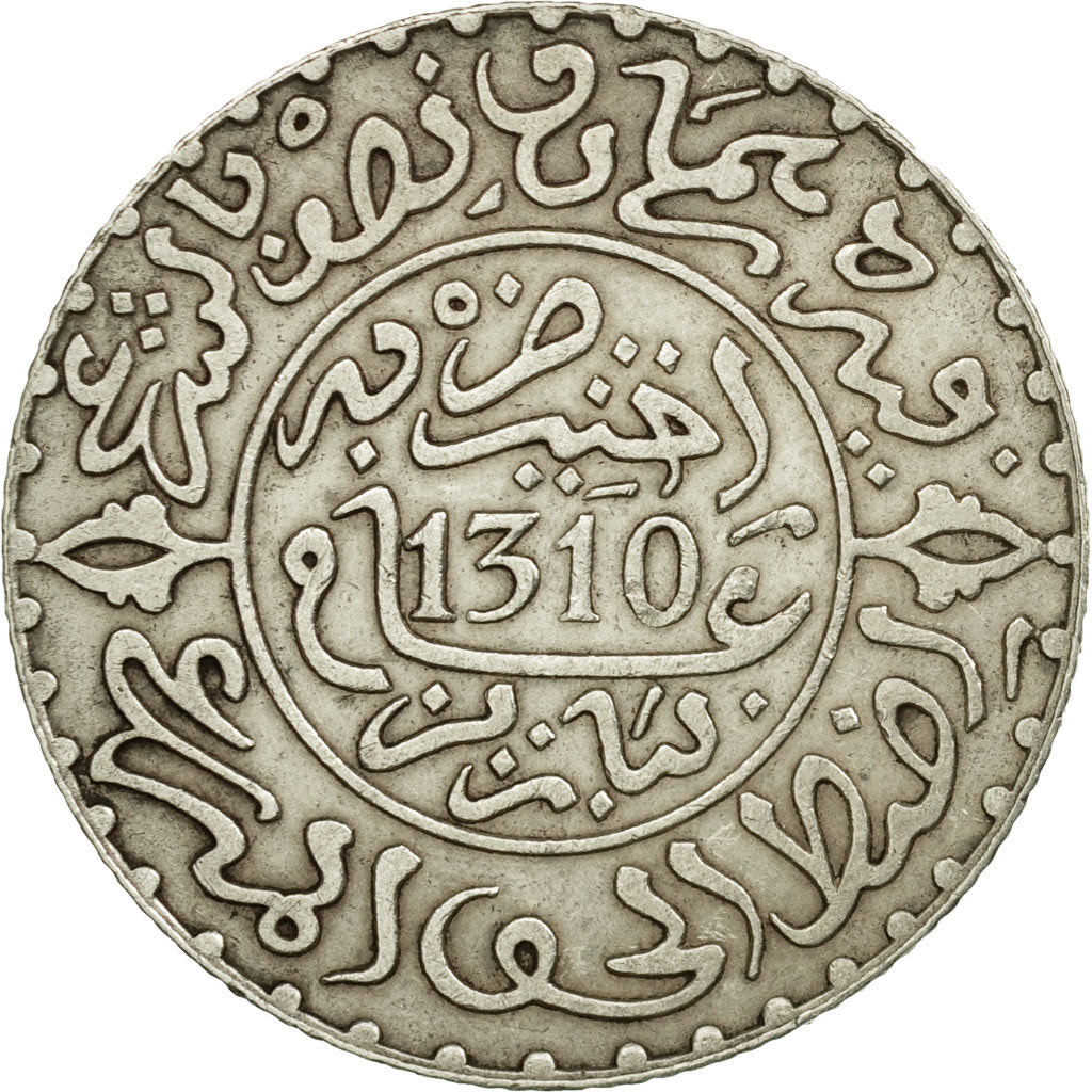 Coin, Morocco, Moulay al-Hasan I, 2-1/2 Dirhams, 1892, Paris, AU(50-53), Silver
