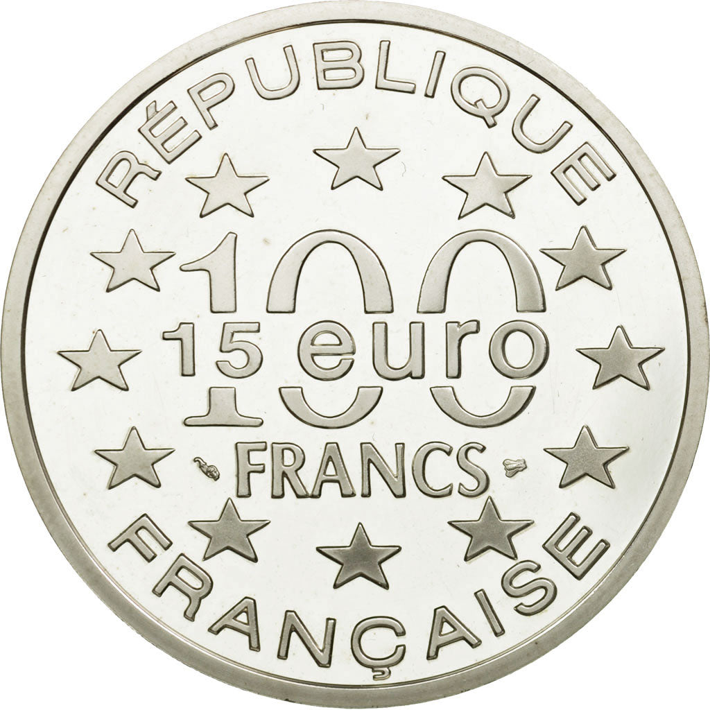 Coin, France, 100 Francs-15 Euro, 1997, Paris, MS(65-70), Silver, KM:1176