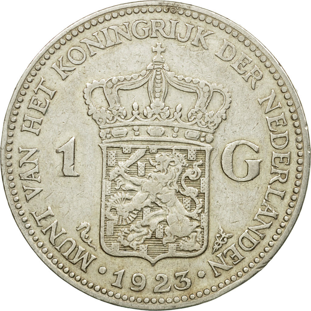 Coin, Netherlands, Wilhelmina I, Gulden, 1923, EF(40-45), Silver, KM:161.1