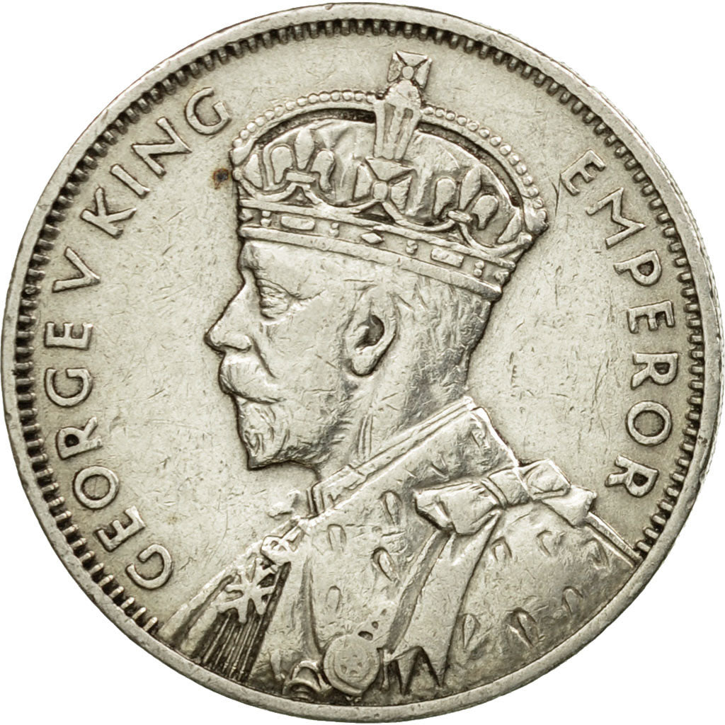 Coin, Mauritius, George V, 1/2 Rupee, 1934, EF(40-45), Silver, KM:16