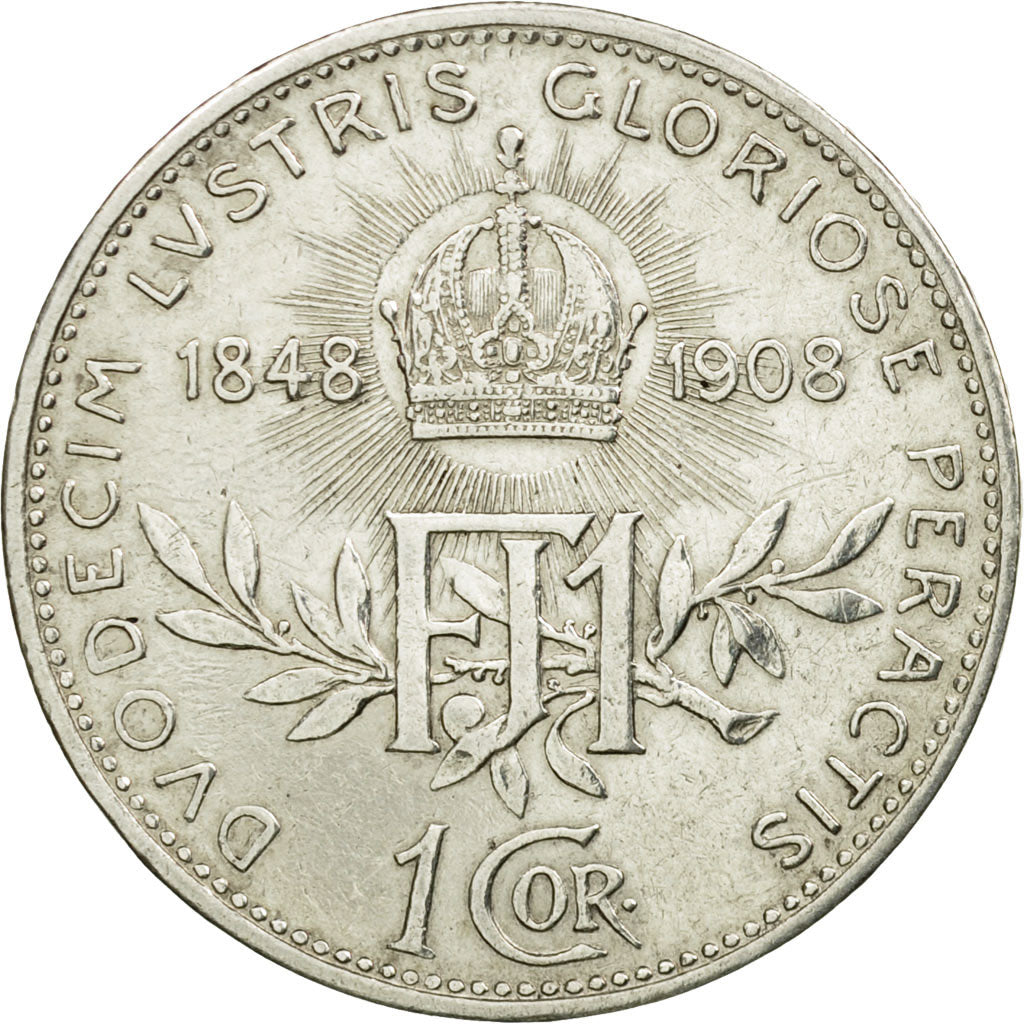 Coin, Austria, Franz Joseph I, Corona, 1908, EF(40-45), Silver, KM:2808