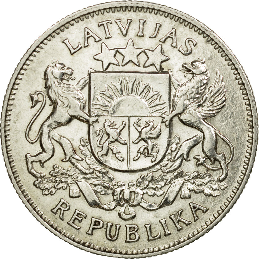 Coin, Latvia, 2 Lati, 1925, AU(50-53), Silver, KM:8