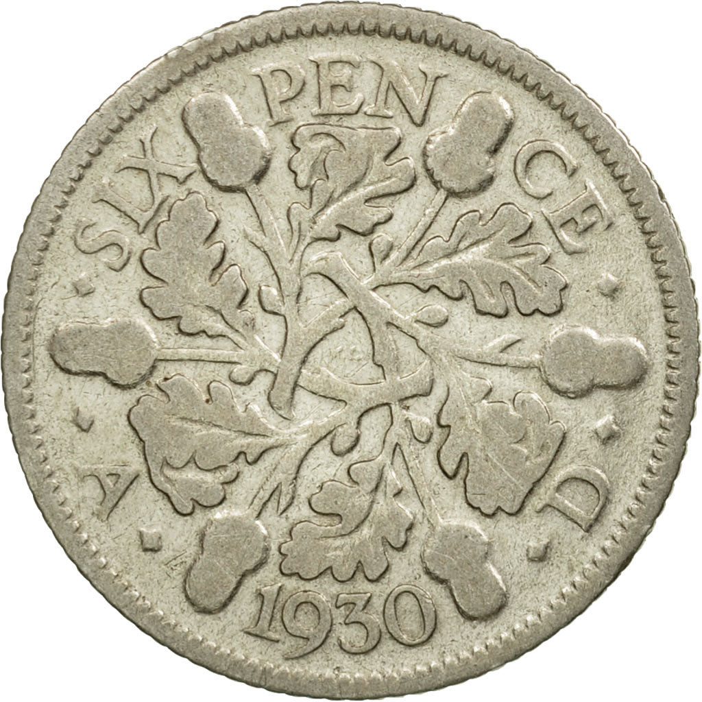 Coin, Great Britain, George V, 6 Pence, 1930, VF(20-25), Silver, KM:832