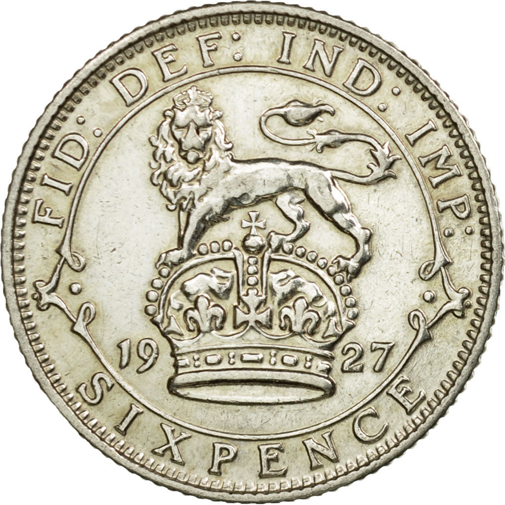 Coin, Great Britain, George V, 6 Pence, 1927, AU(50-53), Silver, KM:828