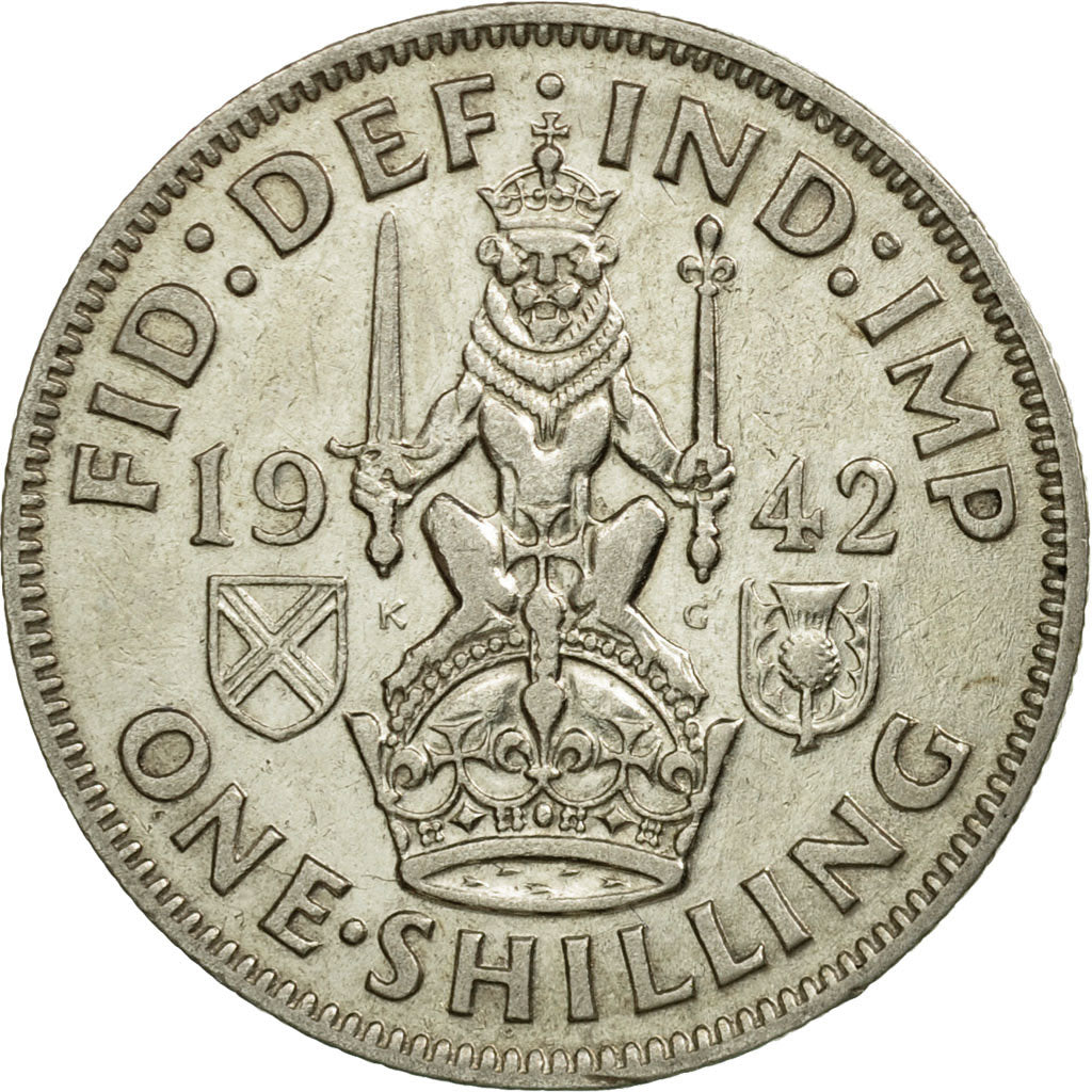 Coin, Great Britain, George VI, Shilling, 1942, EF(40-45), Silver, KM:854