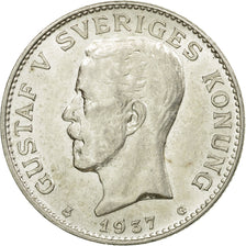 Coin, Sweden, Gustaf V, Krona, 1937, AU(55-58), Silver, KM:786.2