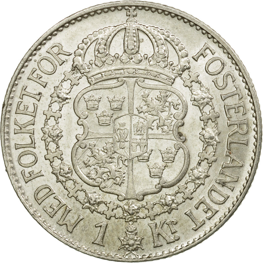 Coin, Sweden, Gustaf V, Krona, 1937, AU(55-58), Silver, KM:786.2
