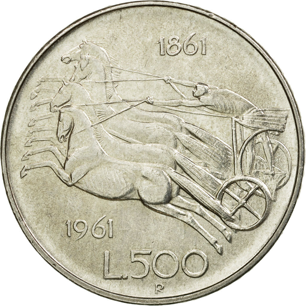Coin, Italy, 500 Lire, 1961, Rome, AU(55-58), Silver, KM:99