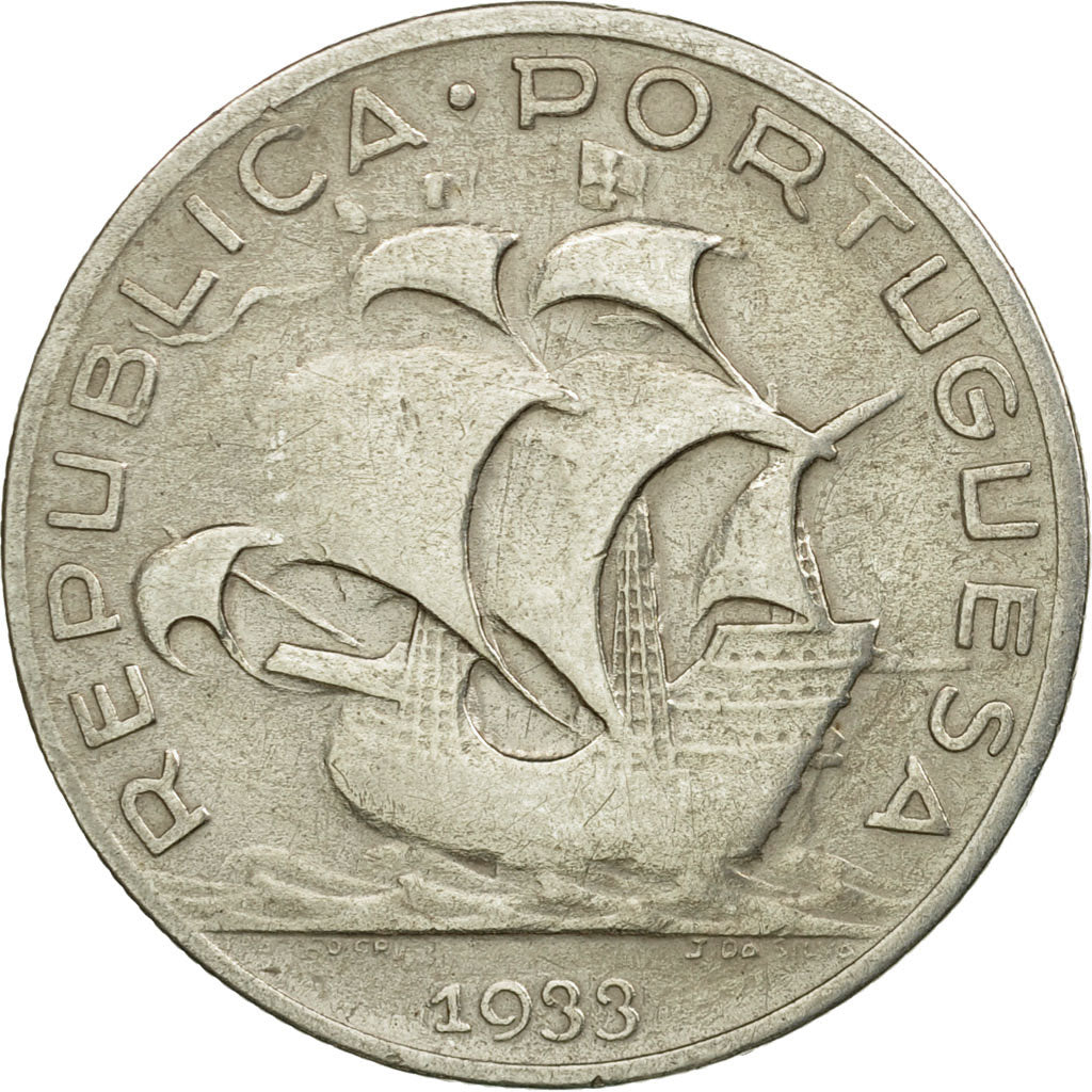 Coin, Portugal, 5 Escudos, 1933, VF(20-25), Silver, KM:581