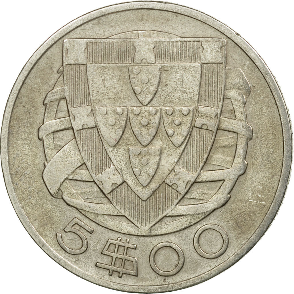 Coin, Portugal, 5 Escudos, 1933, VF(20-25), Silver, KM:581