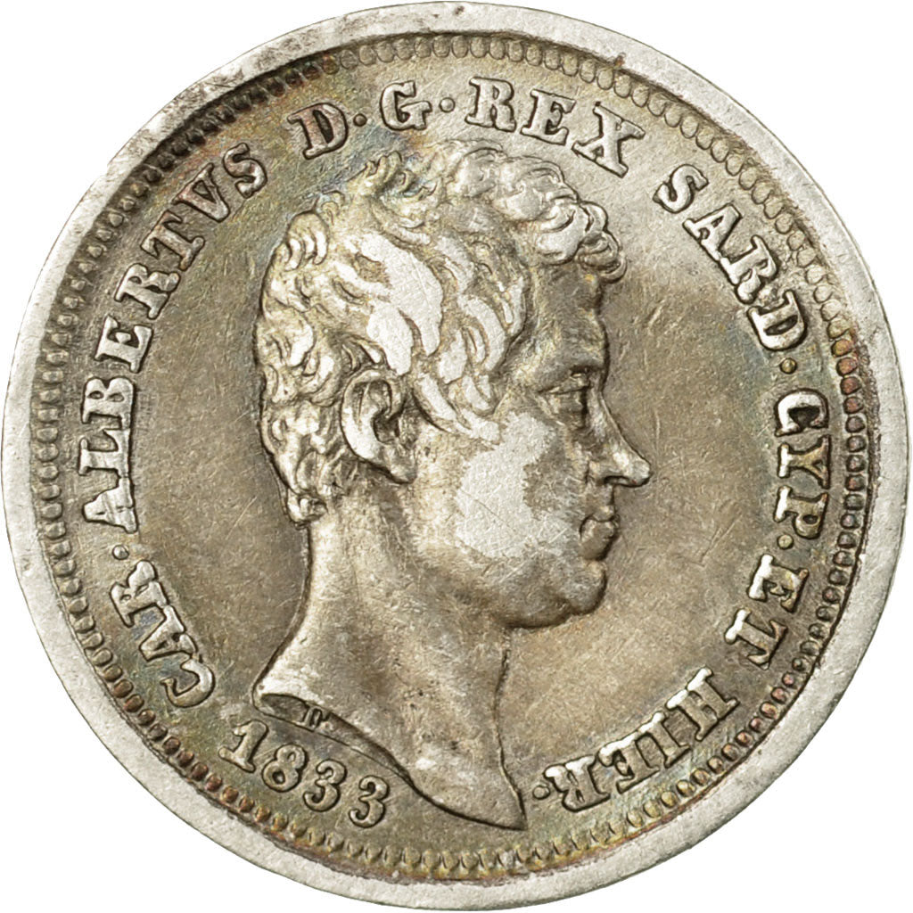 Coin, ITALIAN STATES, SARDINIA, Carlo Alberto, 25 Centesimi, 1833, Torino