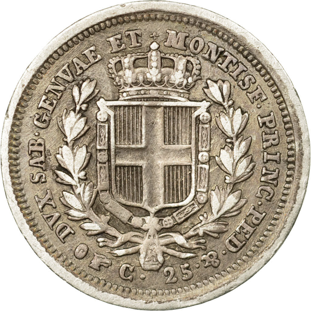 Coin, ITALIAN STATES, SARDINIA, Carlo Alberto, 25 Centesimi, 1833, Torino