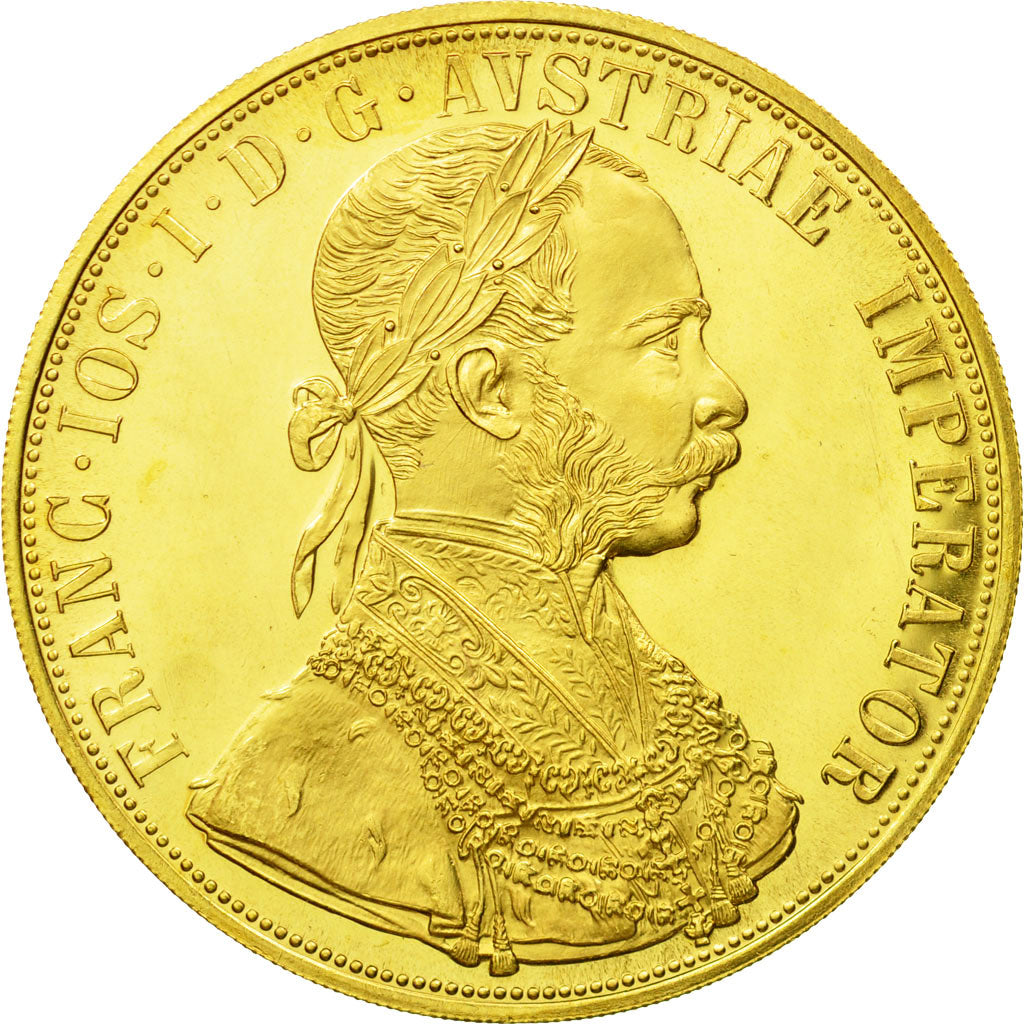 Moneta, Austria, Franz Joseph I, 4 Ducat, 1915, Vienne, Official restrike, FDC