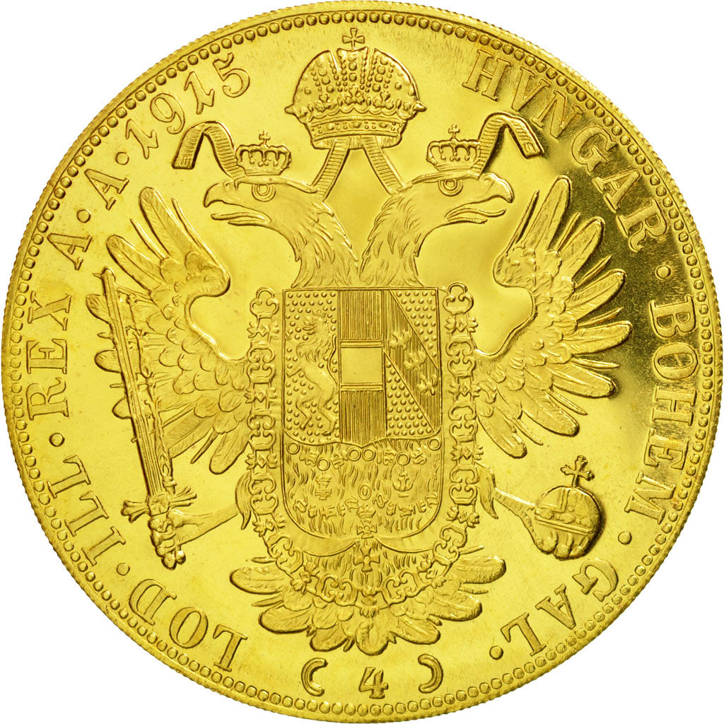 Moneta, Austria, Franz Joseph I, 4 Ducat, 1915, Vienne, Official restrike, FDC