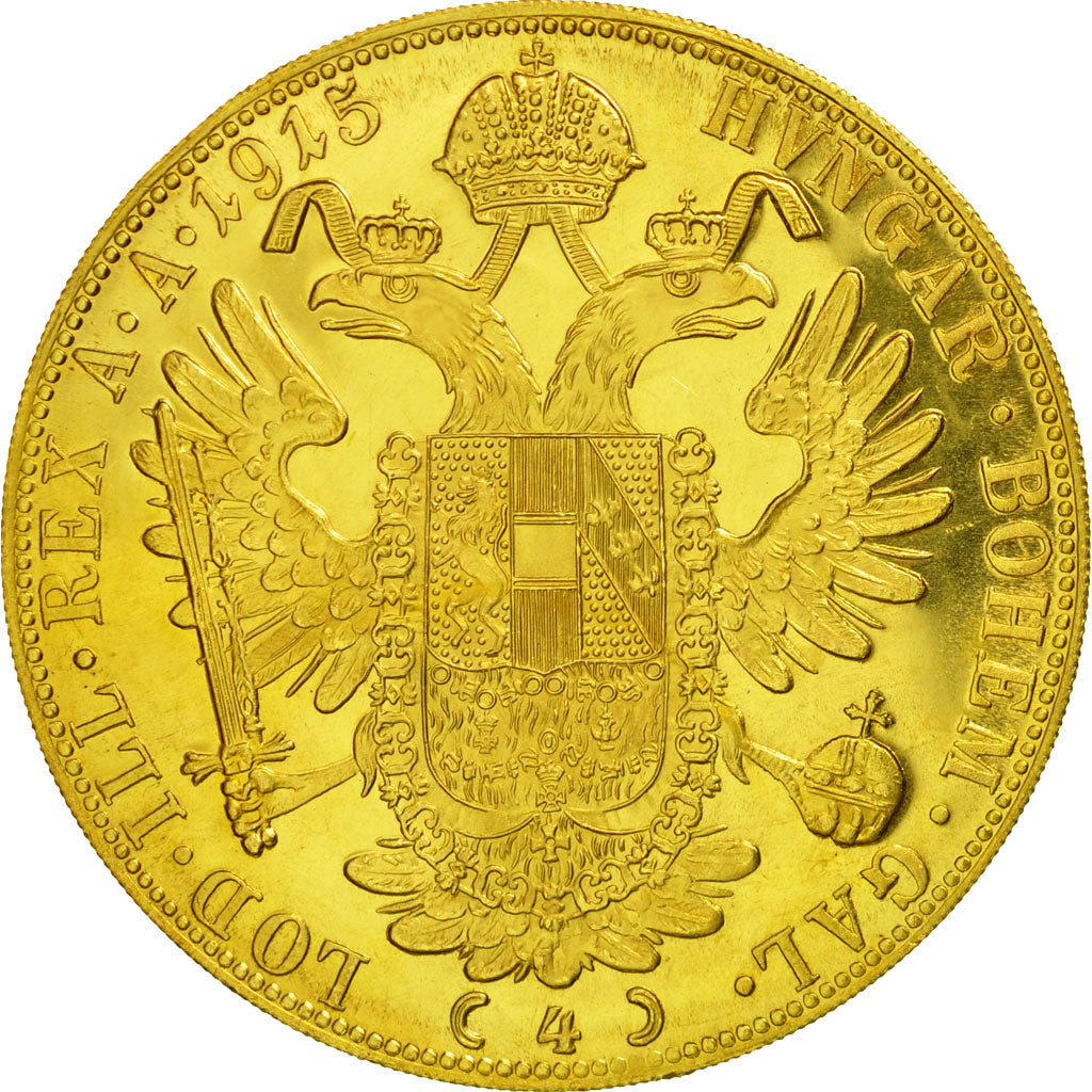 Coin, Austria, Franz Joseph I, 4 Ducat, 1915, Vienne, Official restrike, MS(64)