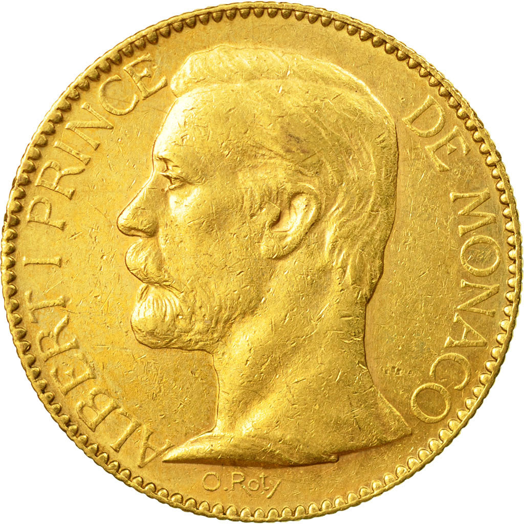 Coin, Monaco, Albert I, 100 Francs, Cent, 1895, Paris, AU(50-53), Gold, KM:105