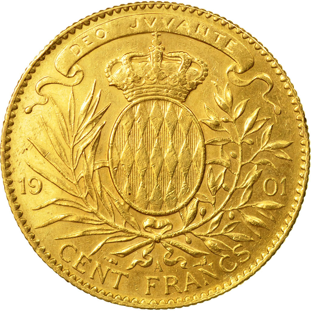 Coin, Monaco, Albert I, 100 Francs, Cent, 1901, Paris, AU(50-53), Gold, KM:105