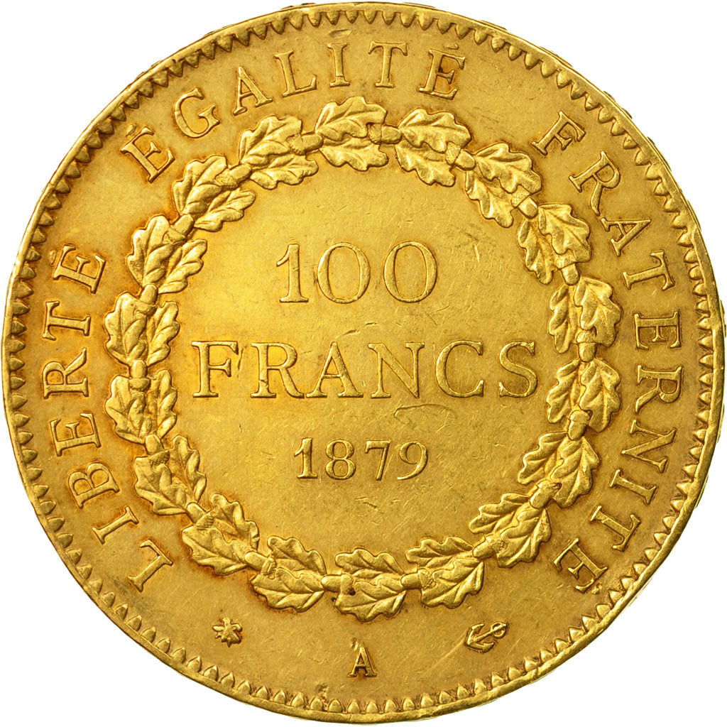 Munten, Frankrijk, Génie, 100 Francs, 1879, Paris, ZF, Goud, KM:832