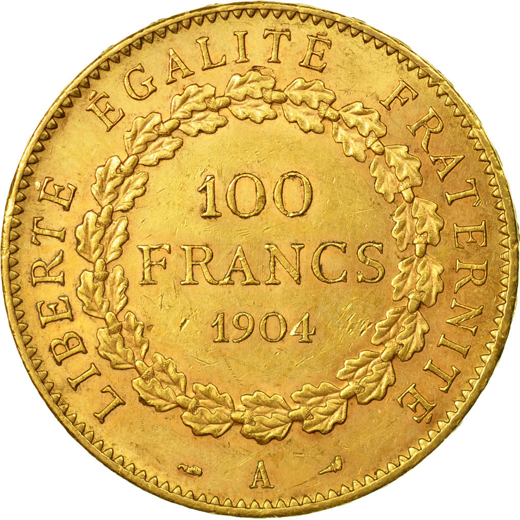 Moneda, Francia, Génie, 100 Francs, 1904, Paris, MBC+, Oro, KM:832