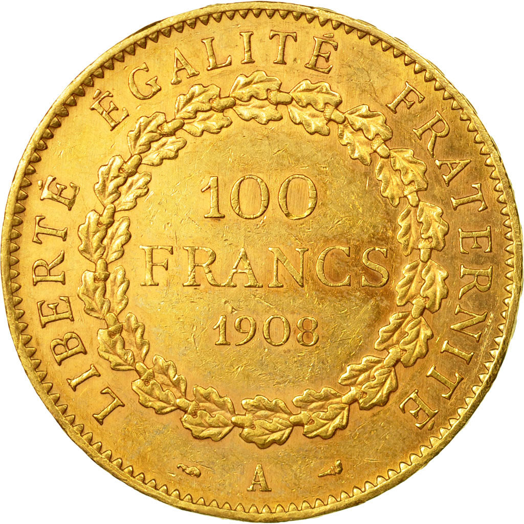 Coin, France, Génie, 100 Francs, 1908, Paris, EF(40-45), Gold, KM:858