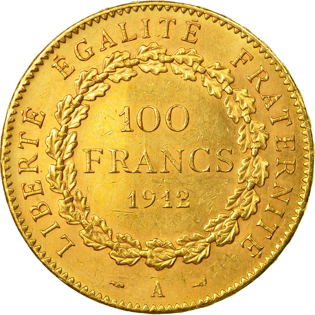 Coin, France, 100 Francs, 1912, Paris, AU(50-53), Gold, KM:858, Gadoury:1137a