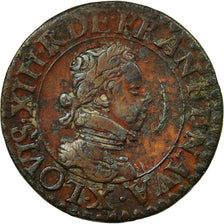 Coin, France, Louis XIII, Double Tournois, 1616, Amiens, VF(30-35), Copper