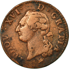 Coin, France, Louis XVI, Sol à l'Ecu, 1791, Paris, VF(20-25), Copper
