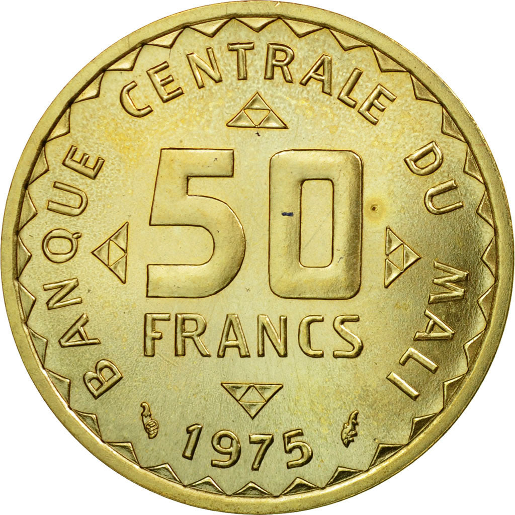 Coin, Mali, 50 Francs, 1975, Paris, ESSAI, MS(65-70), Nickel-brass, KM:E1