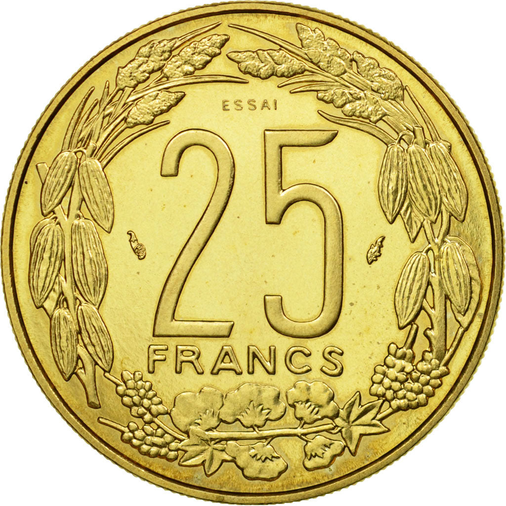 Coin, Central African States, 25 Francs, 1975, Paris, ESSAI, MS(65-70)