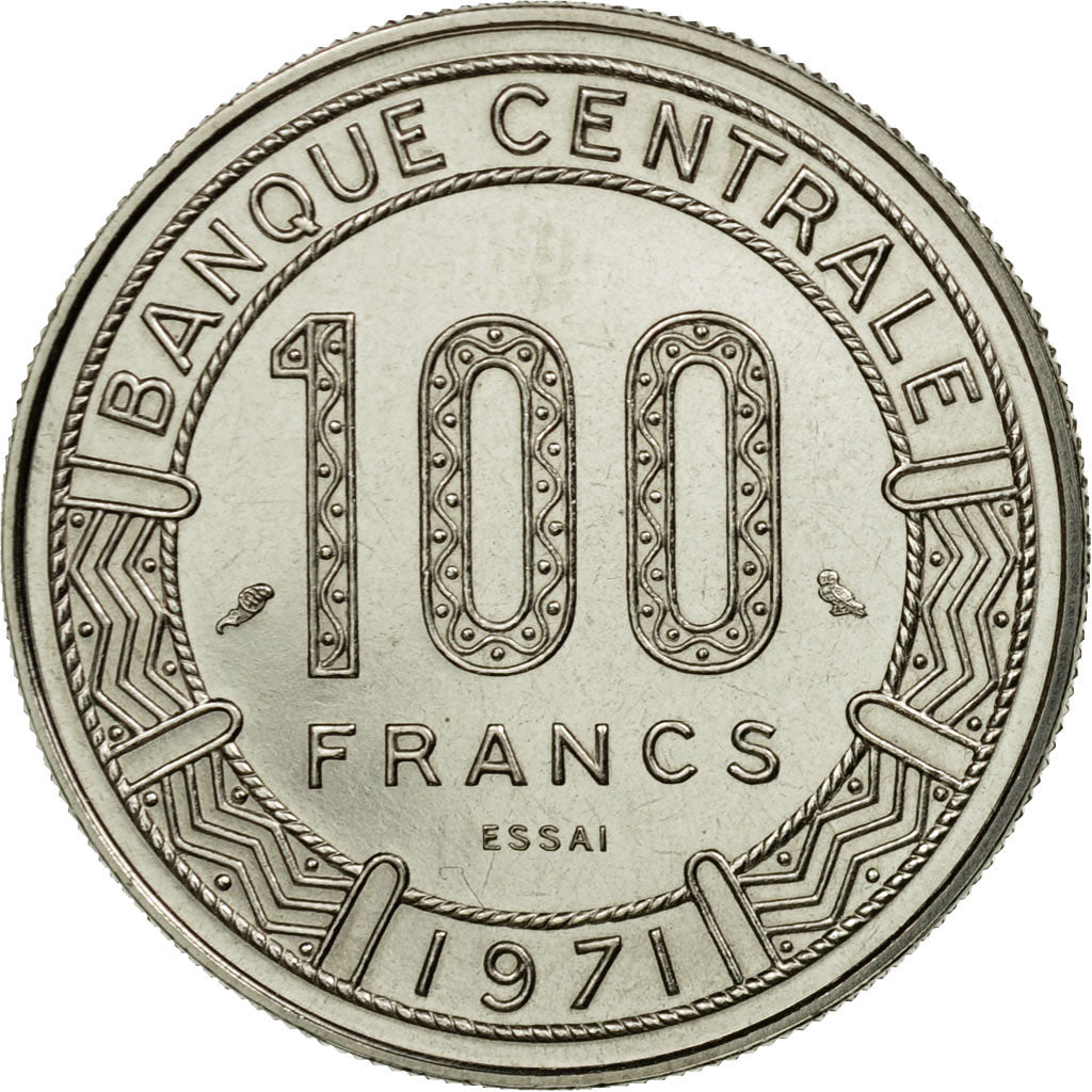 Coin, Chad, 100 Francs, 1971, Paris, ESSAI, MS(65-70), Nickel, KM:E3