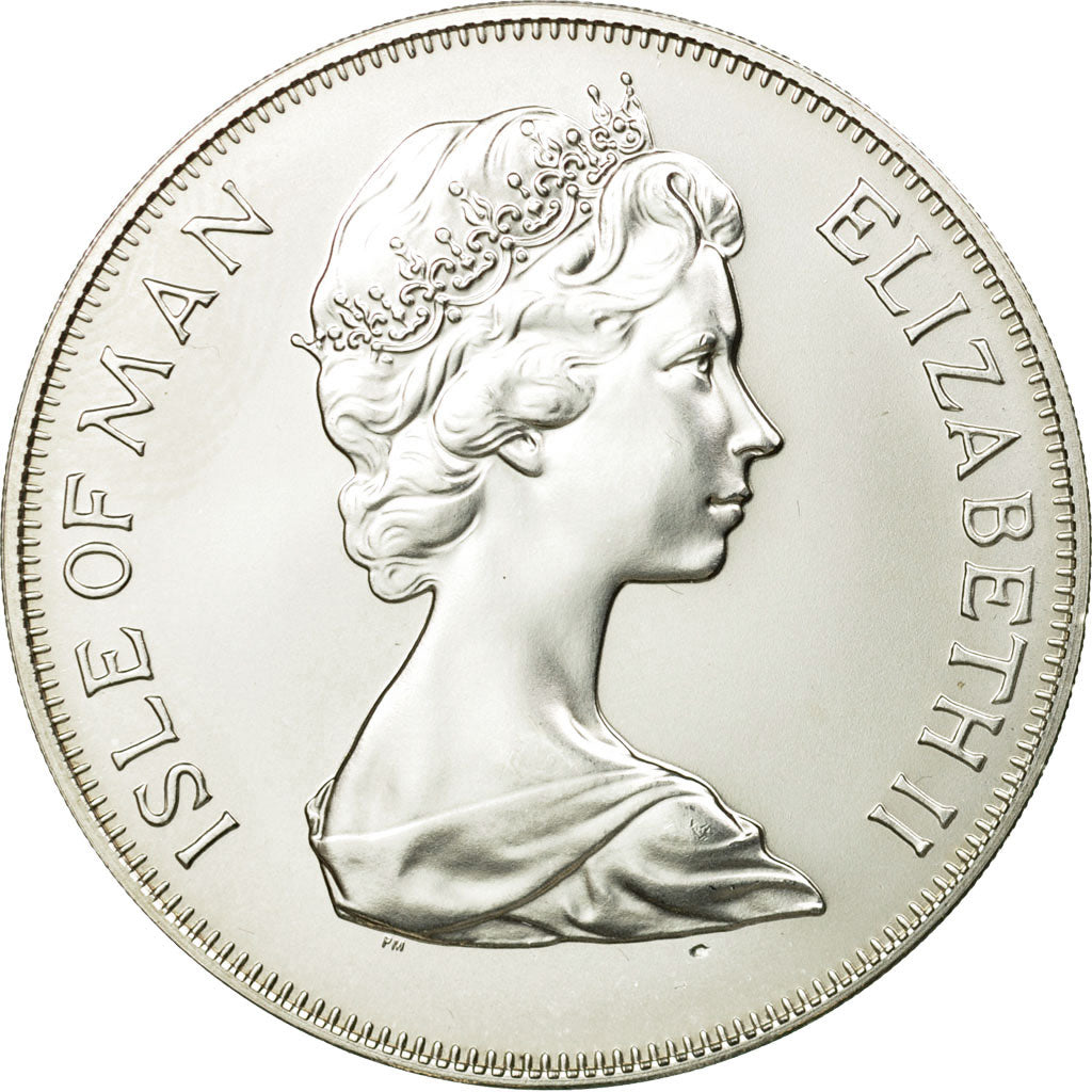 Coin, Isle of Man, Elizabeth II, 25 Pence, 1975, Pobjoy Mint, MS(64), Silver