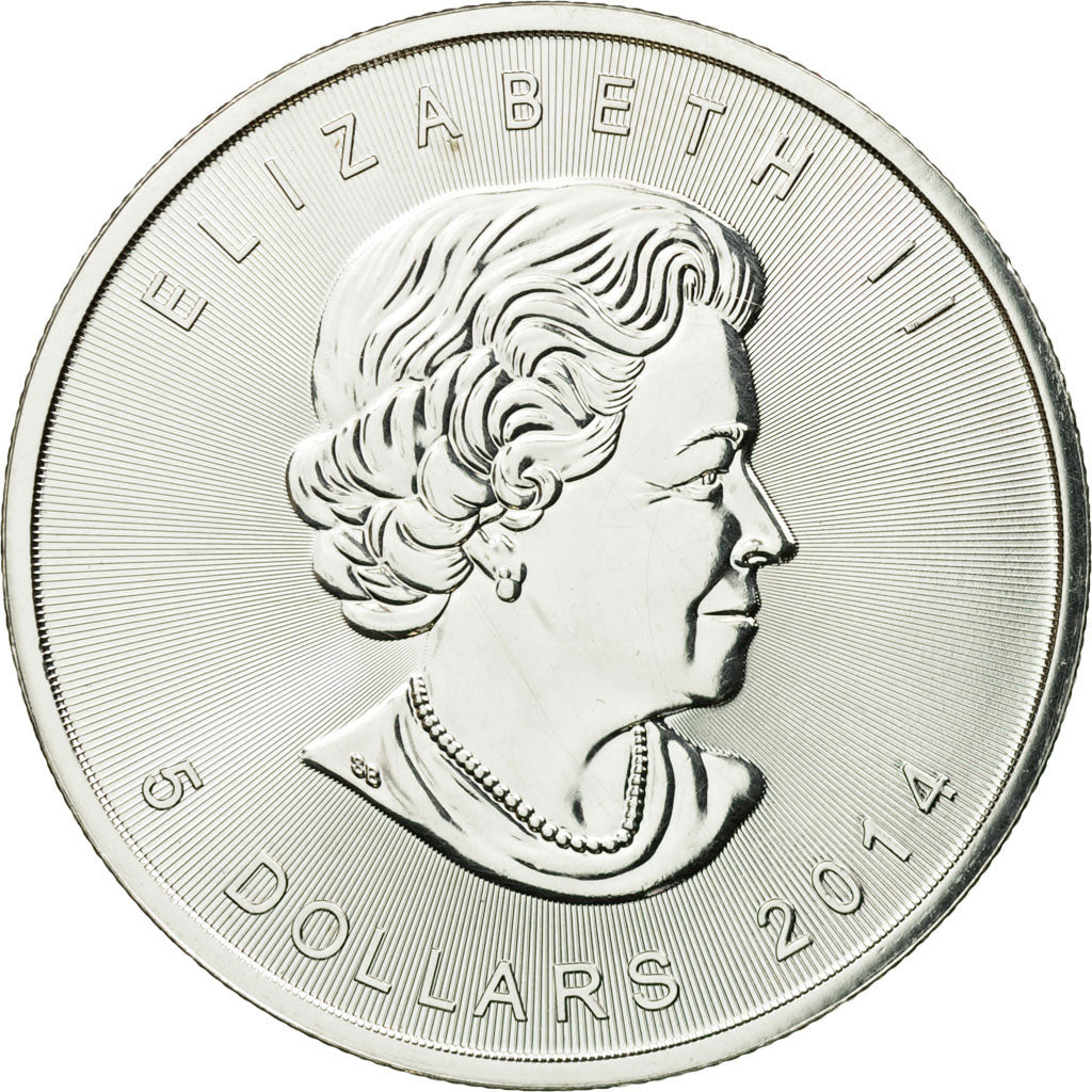 Münze, Kanada, Elizabeth II, Maple Leaf, 5 Dollars, 2014, UNZ+, Silber