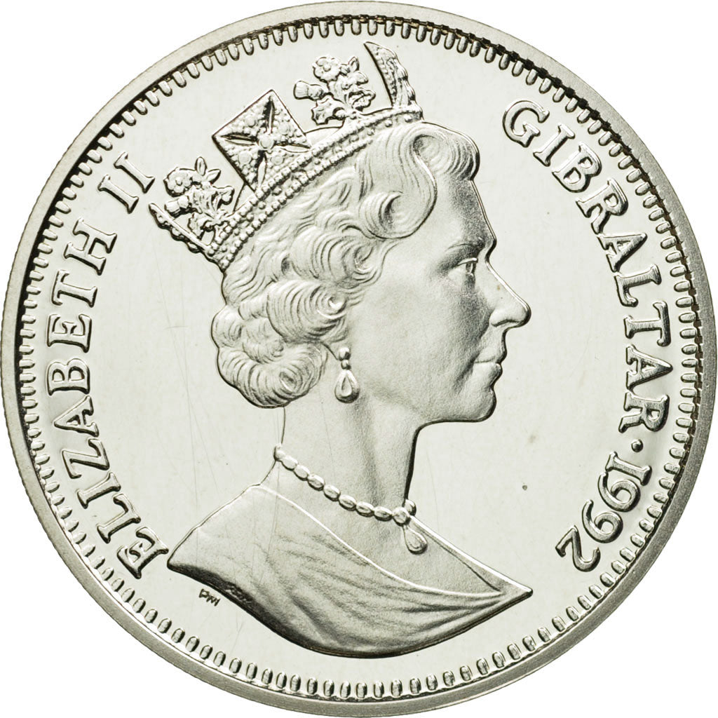 Coin, Gibraltar, Elizabeth II, 14 Ecus-10 Pounds, 1992, MS(63), Silver, KM:87