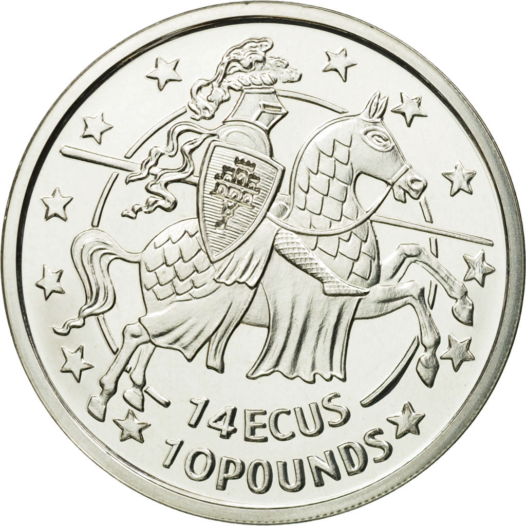 Coin, Gibraltar, Elizabeth II, 14 Ecus-10 Pounds, 1992, MS(63), Silver, KM:87