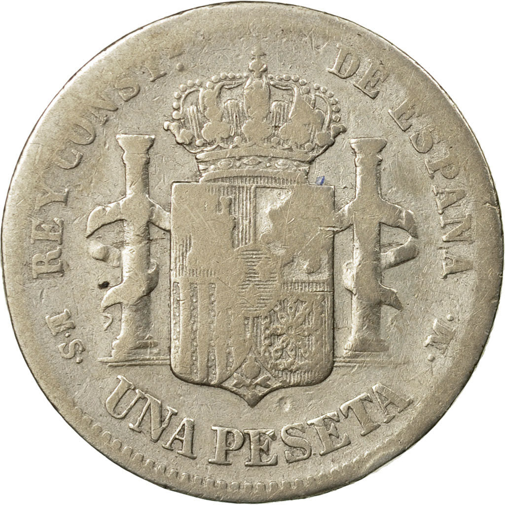 Moneda, España, Alfonso XII, Peseta, 1883, BC, Plata, KM:686