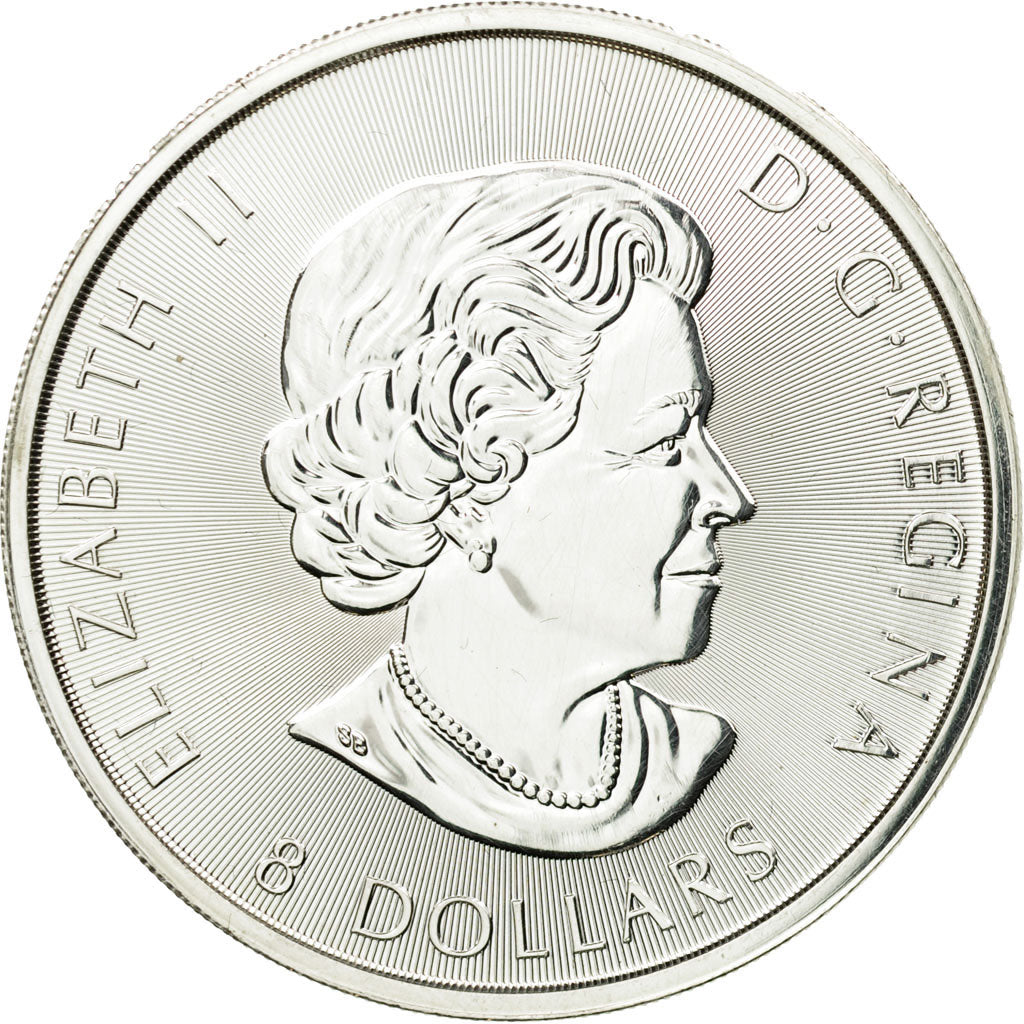 Coin, Canada, Elizabeth II, 1 ¼ oz Bison, 8 Dollars, 2016, MS(65-70), Silver