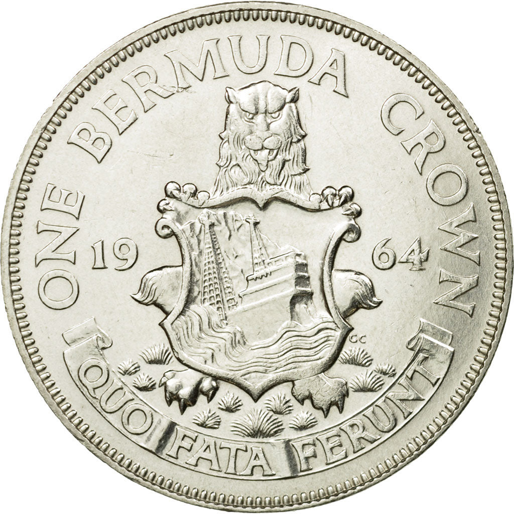 Coin, Bermuda, Elizabeth II, Crown, 1964, AU(55-58), Silver, KM:14