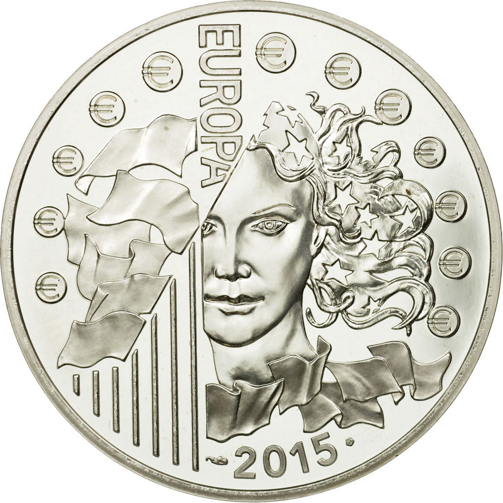 France, 10 Euro, 70 ans de Paix en Europe, 2015, MS(65-70), Silver