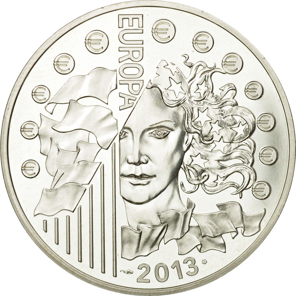 France, Monnaie de Paris, 10 Euro, Traité de l'Elysée, 2013, MS(64), Silver