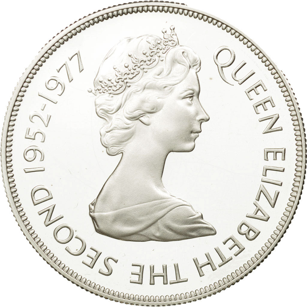 Coin, Falkland Islands, Elizabeth II, 50 Pence, 1977, MS(65-70), Silver, KM:10a