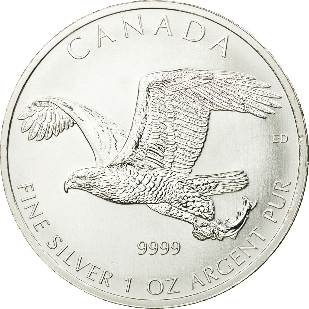 Munten, Canada, Elizabeth II, Bald Eagle, 5 Dollars, 2014, UNC, Zilver