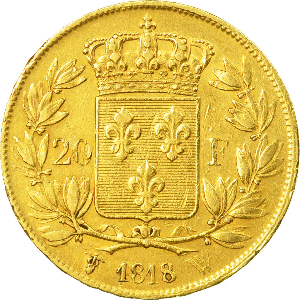 Munten, Frankrijk, Louis XVIII, 20 Francs, 1818, Lille, ZF, Goud, KM:712.9
